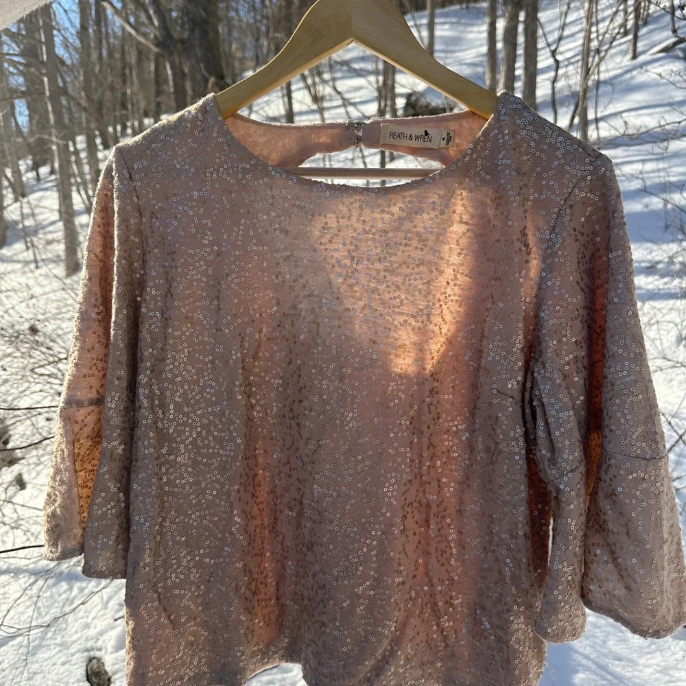 Anthropologie Gold Sequin Blouse - Picture 8 of 9